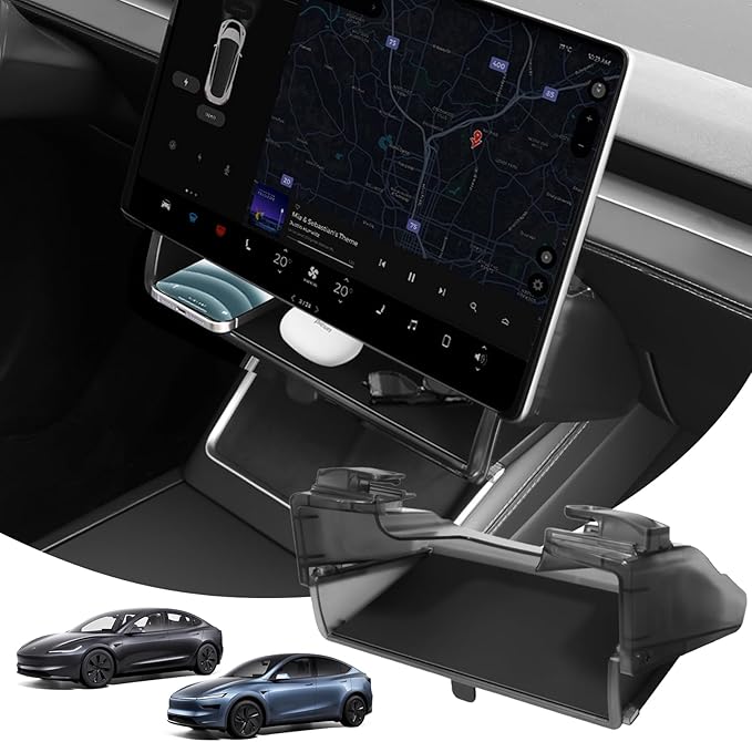 Under Screen Storage Organizer for Tesla Model 3 Highland 2024-2026 & Model Y Juniper 2026, Hiddenable Privacy Storage Box for Model Y Juniper & Model 3 Highland Accessories