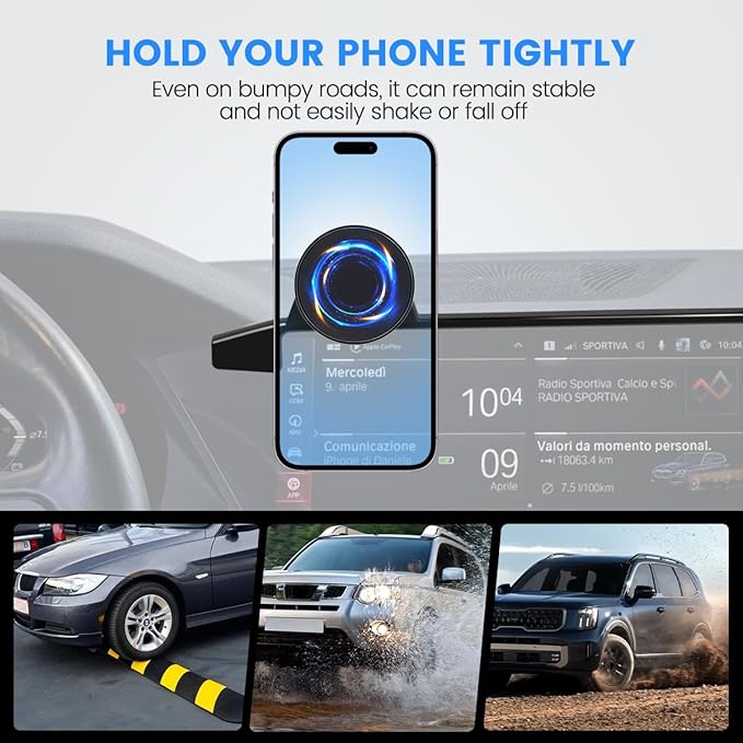 Car Phone Holder Fit for BMW X5 2019-2023/X6 2020-2023/X7 2019-2022 Accessories 12.3-Inch Screen Fixed Clip, Phone Mount Compatible with MagSafe Hands-Free 360°Rotation Automobile Cradles