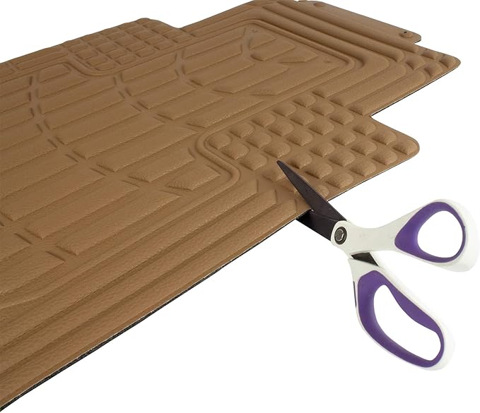 Eurow Universal Cut to Fit Car Floor Mats 4 Piece Set - Tan