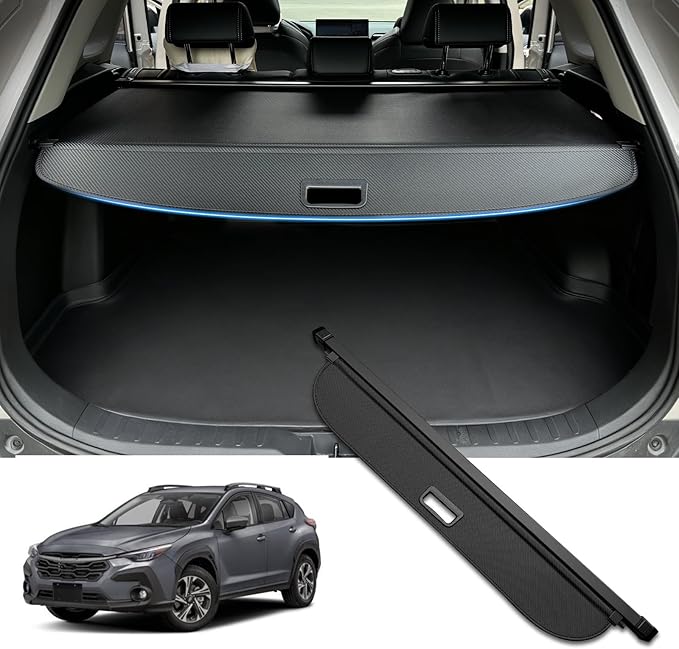 MIALUTY® Cargo Cover for 2024-2026 Subaru Crosstrek Retractable Trunk Cover Crosstrek Accessories Anti-Peeping Anti-Theft Privacy Screen,Trunk Luggage Shield Shade Carbon Fiber Texture