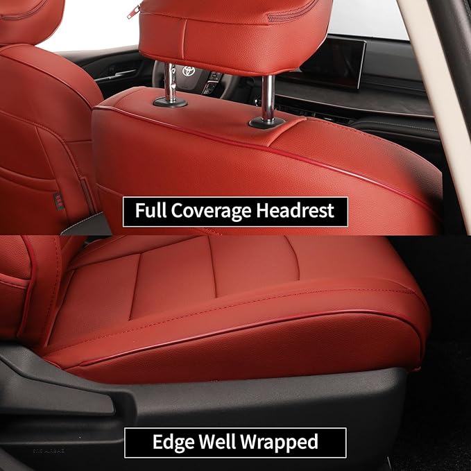 EKR Camry Seat Covers for Toyota Camry SE,LE 2025 2026 Waterproof Leather Car Seat Cover Full Set for Trucks SUV-Faux Leather (Burgundy)
