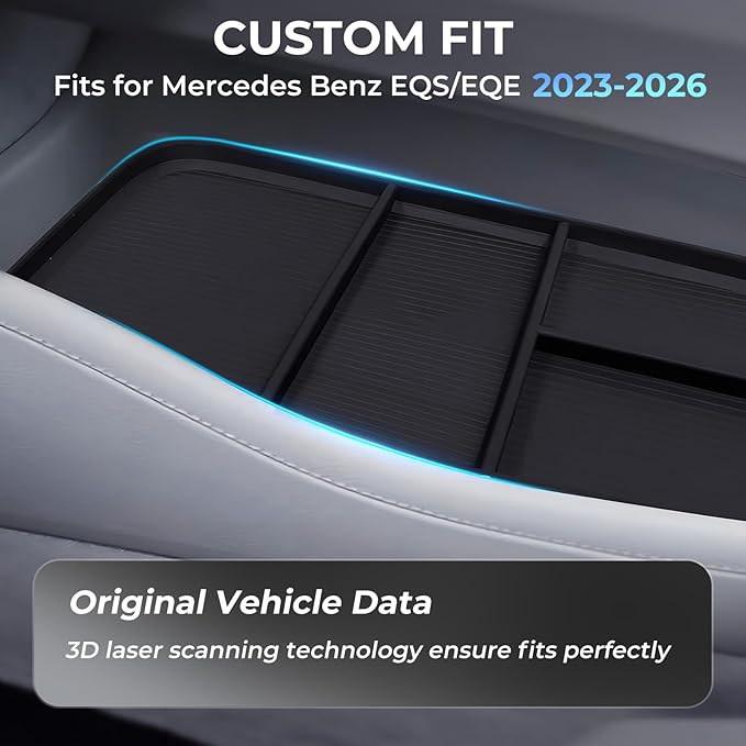Lower Center Console Organizer Storage Tray for Mercedes Benz EQS 450+ 400 580 AMG SUV/EQE 350 350+ 500, Interior Accessories Insert Storage Tray for 2026 2025 2024 2023 EQS/EQE, Black