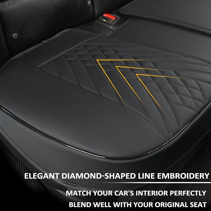 GIANT PANDA PU Leather Rear Seat Cover Protector, Anti-Slip Adjustable (50~55.5'') – Fits 90% Vehicles (Excludes Large SUVs/Trucks) - Black