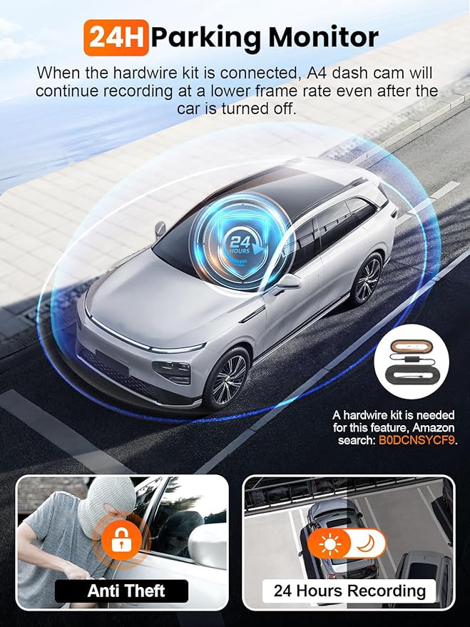 Affver 4K Dash Cam Front and Rear, Built-in 5G WiFi GPS, 64GB Card Included, 3.59'' IPS Screen Dash Camera for Cars, Dual Dashcam with G-Sensor, Loop Recording, WDR, Night Vision, 24H Parking Monitor