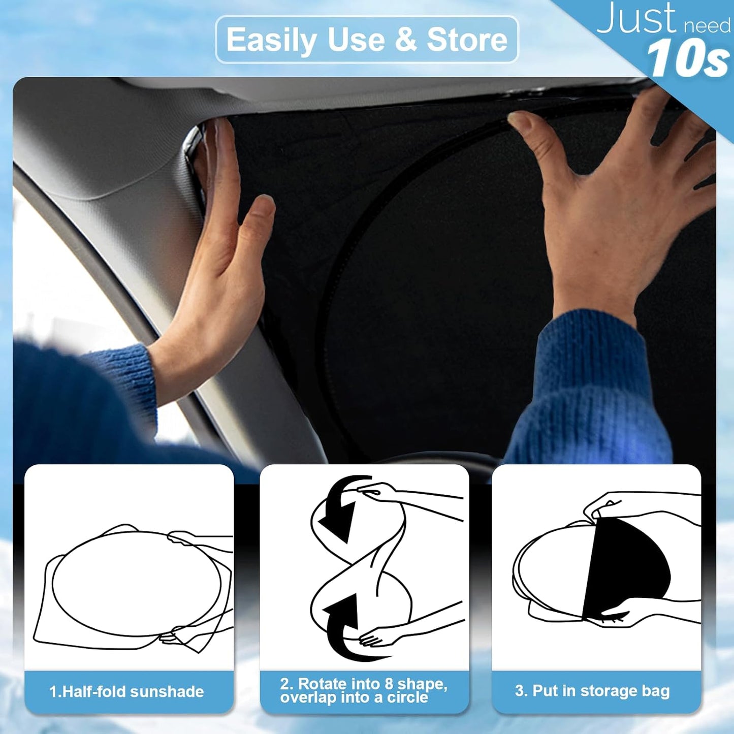 Custom fit Cadillac XT5 Windshield Sunshade for 2017-2023 2024 2025 Cadillac XT5 Accessories Front Window Car Shades Cover for Windshield Sun Visor Screen Protector 210T Reflective Blocks UV Rays