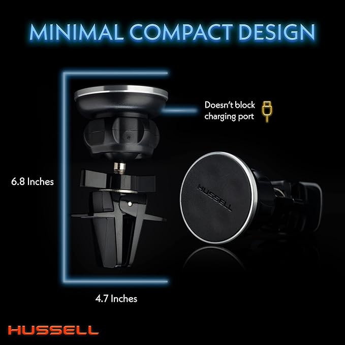 HUSSELL Magnetic Phone Car Mount, Air Vent Phone Mount for Car 360° Adjustable Universal Magnet Phone Holder - Compatible with Any Cell Phone, iPhone Galaxy LG Huawei