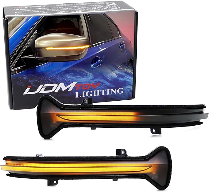 iJDMTOY Smoked Lens Dynamic Sequential Blink/Flow Full LED Side Mirror Turn Signal Light Assembly Kit Compatible with 2017-up BMW G30/G31 5 Series, 2016-2019 BMW G11 7 Series
