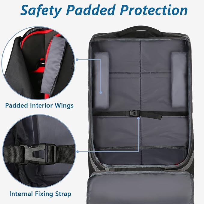 YOREPEK Car Seat Travel Bag with Wheels, Padded Car Seat Backpack, Large Carseat Travel Bag for Airplane, Gate Check Bag, Car Seat Travel Cover with Shoulder Strap, Car Seat Carrier for Airport