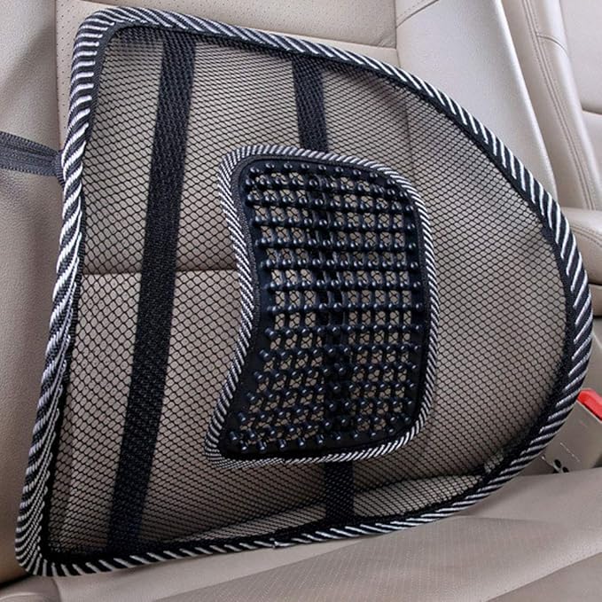 Tbest Car Ice Silk Hole Mesh Lumbar Cushion Breathable Auto Seat Waist Support Massage Pad for Office and Seats Black 40x40cm (Black)
