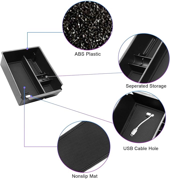 SXCY for 2023 2024 Hyundai Tucson/Santa Cruz Center Console Organizer for 2022-2024 Tucson NX4 / Santa Cruz Limited Armrest Console Tray 2024 Tucson Accessories ABS Armrest Console Storage(Black)
