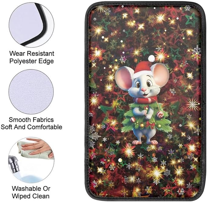 Cartoon Mouse Armrest Pad Cover for Cars Arm Rest Cushion Pads Car Center Console Cushion Non Slip Car Accessories Car Xmas Decoration