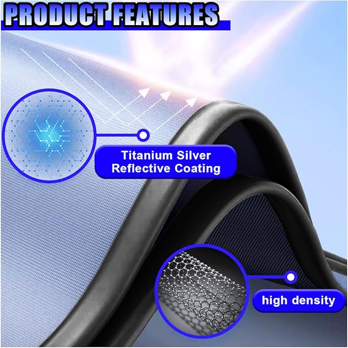 Magnetic Car Front Window Sun Shade, Full Blackout Auto Side Window Covers, UV Rays Protector Windshield Privacy Curtain, Universal Sun Heat Blocker Auto Accessory for SUV, Truck (Front)