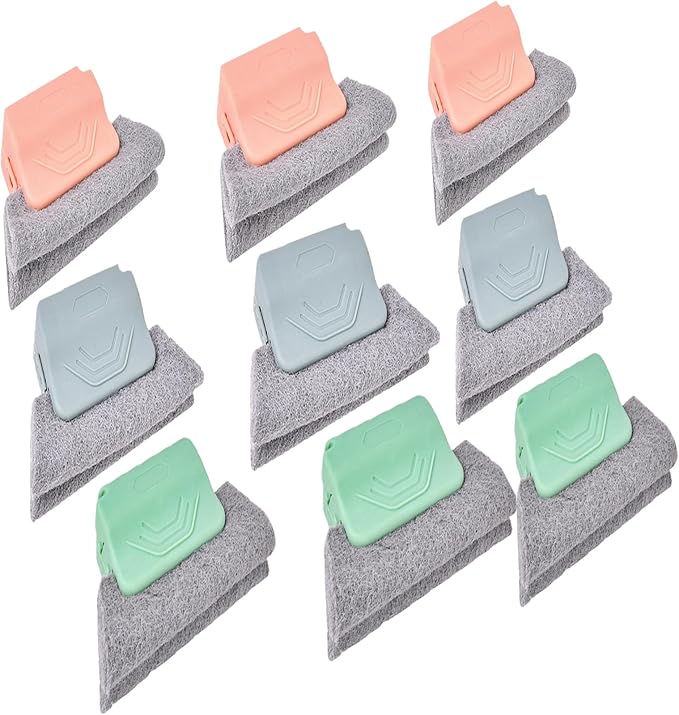 Magic Window Track Cleaner, Window Groove Cleaning Brush Tools Set, Cleaner Brushes for Window lides Gaps Tile Lines Shutter Slats Car Vents & Narrow Gaps (9PC)