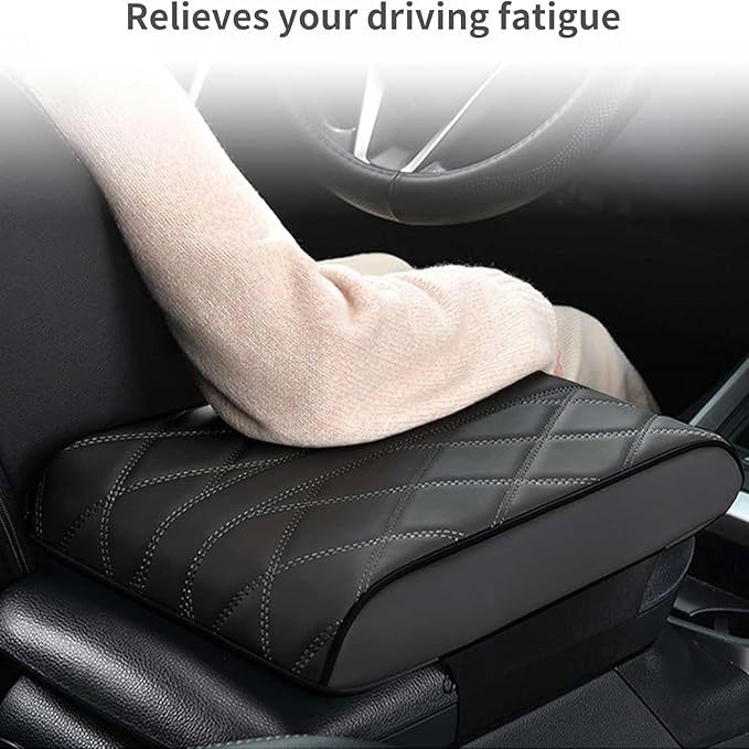 Car Armrest Cushion for Nissan Murano III (Z52) 2015-2017 2018 2020 2021 2022 2023, Car Armrest Pad Soft Leather Car Center Console Cover Car Interior Accessories,A-Black