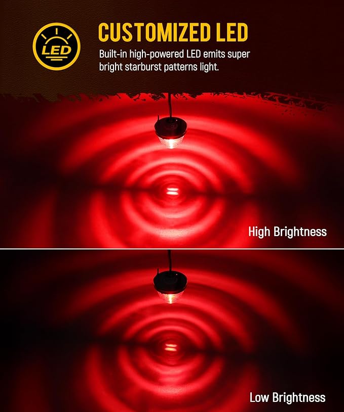 Partsam 2Pcs Clear Glass Lens Red LED Watermelon Lights, Round Shape Light Watermelon Underglow Lights Turn Signal for Semi Truck Pickup, Compatible with Freightliner Kenworth Peterbilt