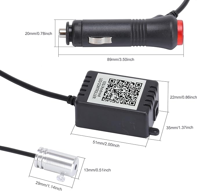 USB Car Ambient Lighting Optic Fiber 64 Colors Music Sound Active with APP Control Car Decorative Atmosphere Lighting Kit DC 12V 1W 3m