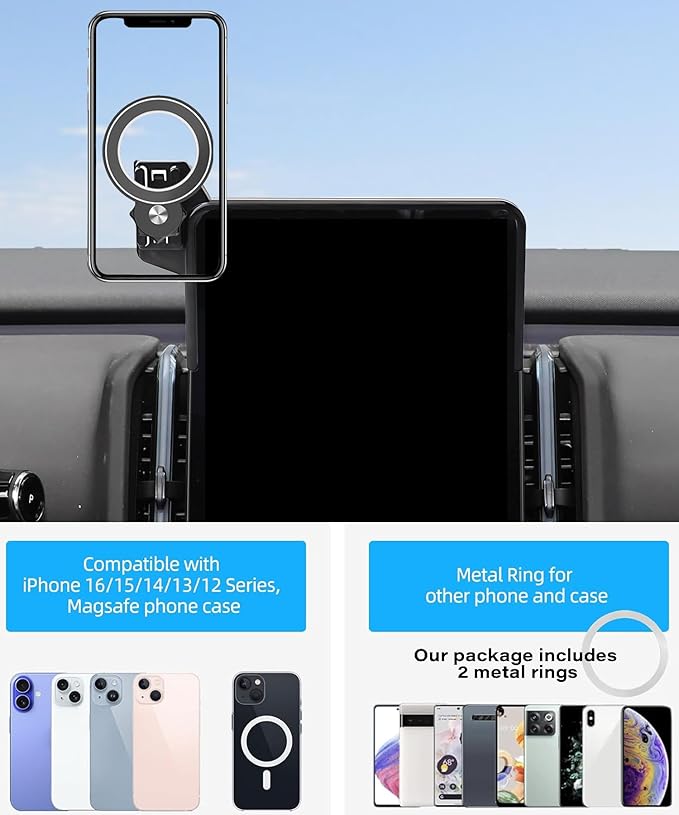 Car Phone Holder for 2025 2026 Volvo EX30 Accessories Apply to 12.3 Inch Touch Screen Fixed Clip Magnetic Cell Phone Mount Hands-Free 360 Degree Rotation