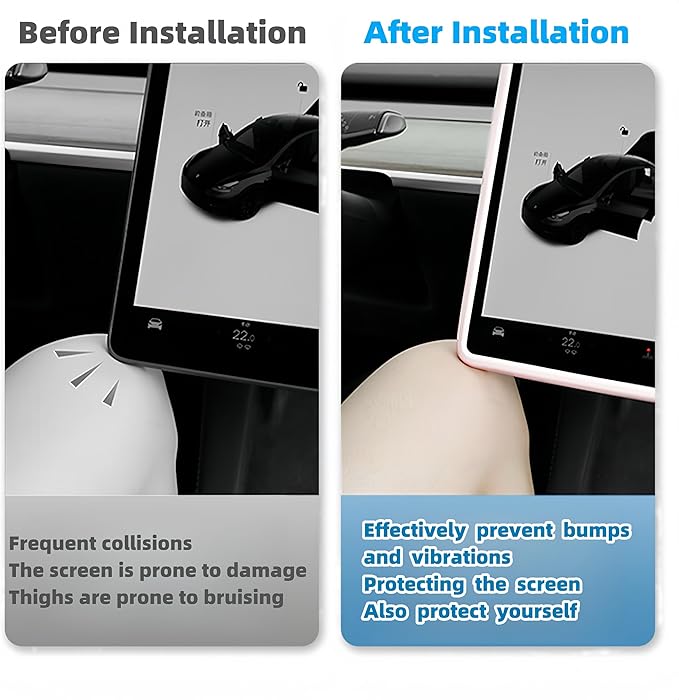 Tesla Model 3 Model Y Accessories of Screen Protector Frame + Center Console Wireless Charging Silicone Pad + Interior Rear View Mirror Cover 3pcs 3in1 (White)