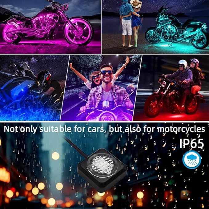 Interior Car Lights APP Control Color Change Small Size LED Light Bulb Music Sync Inside Ambient Lighting Kit USB and Charger Adapter 12V for Cars Trucks Under Dash Accessories and Motorcycle