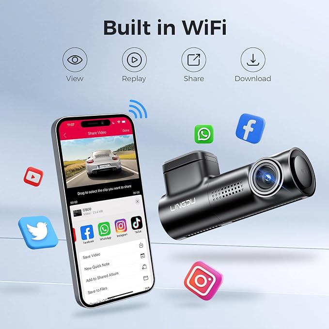 D500 Smart Dash Cam for Cars, 4K Front Dash Cam with WiFi&GPS, 0.96" LCD Display Car Camera, Night Vision, WDR, Parking Mode, Loop Recording, G-Sensor, 150° Wide Angle