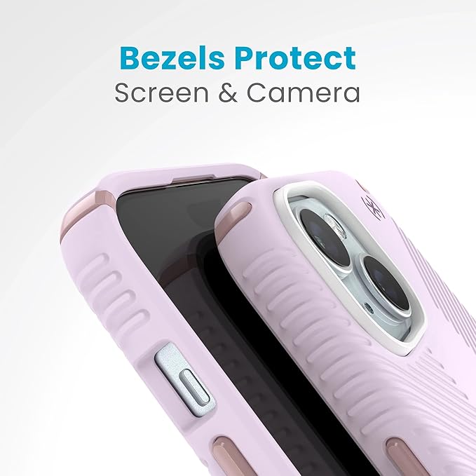 Speck Presidio2 Grip Soft Pink iPhone 15 Case - MagSafe Compatible with iPhone 14 & 13 - Slim 6.1 inch Case