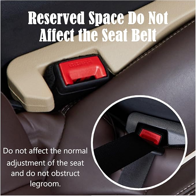 2Pcs Car Seat Gap Filler PU Leather, Auto Crevice Catcher Drop Blocker to Fill The Side Seat and Console Gap, Universal Vehicle Interior Accessories for Car, SUV, Truck (Beige)