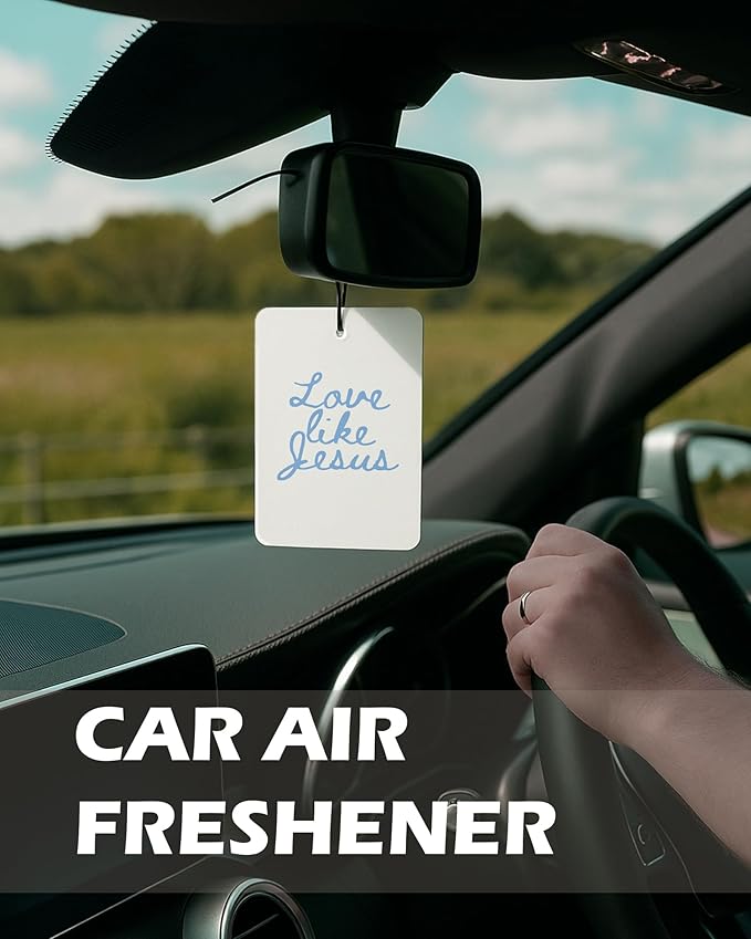 Cute Blue Christian Car Air Freshener 4 Pcs, Preppy Floral Religious Bible Verse Hanging Air Freshener for Cars Bathroom Dorm Books Decor, Pink Girly Accessories Gifts for Women Girls