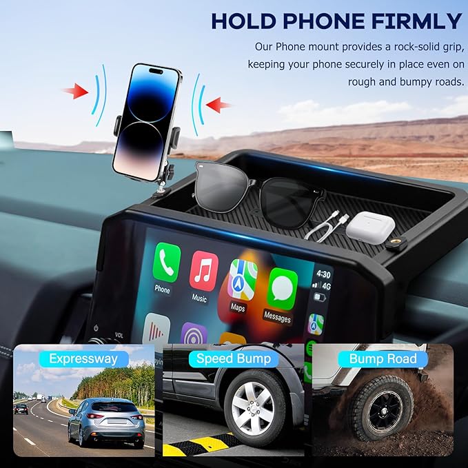 Car Phone Holder Fit for Pathfinder 2022 2023 2024 2025 w/Dash Tray Storge Box Organizer-Cell Phone Mount for Pathfinder Accessories 9 inch Touch Screen 360 Degree Rotation (Not fit 14.5 inch)