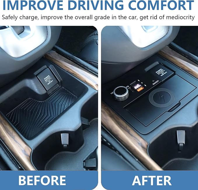 Wireless Car Charger for Honda CRV 2020 2019 2018 2017, 15W Wireless Fast Phone Charging Pad with 27W USB-A & Type-C Interior Accessories Upgrades