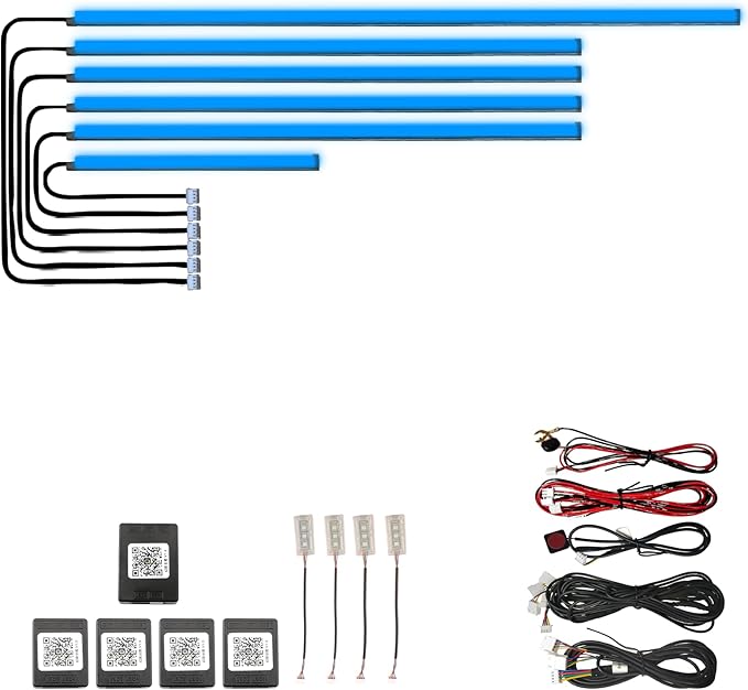 Acrylic Car LED Ambient Light, Fiber Optic Interior Light Strip, 24 Million Types, Ambient Light KKT that Swings with The Melody of Music (RGB Color 10 in 1)