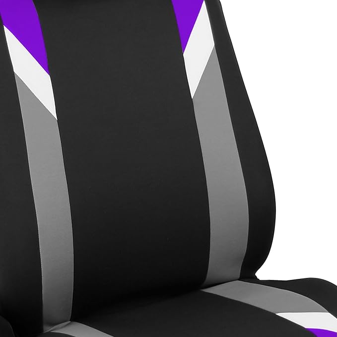 FH Group Car Seat Covers Premium Modernistic Flat Cloth Car Seat Covers Front Seats Only Purple Black, Airbag Compatible Universal Fit Interior Accessories Cars Trucks SUV Car Accessories Protector