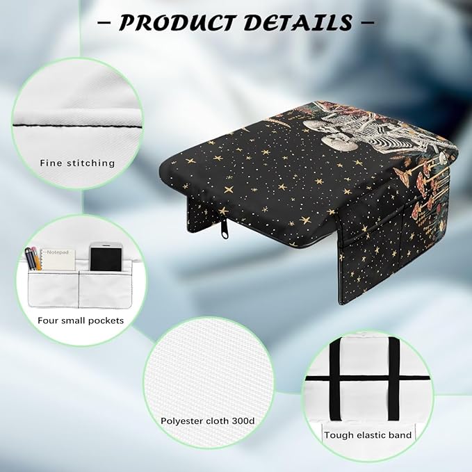 Tupalatus Skull Car Console Cover Car Accessories Mushroom Decor Armrest Cushion Cover Pad Water-Resistant Soft Comfy Armrest Covers Universal Fit for Cars SUV Pick-up Truck