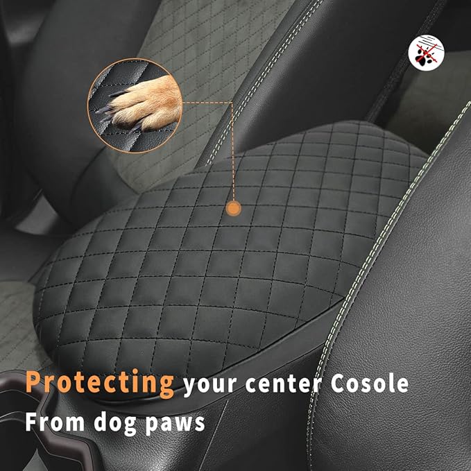 INTGET Center Console Armrest Cover for Toyota RAV4 Accessories 2025 2024 2023 2022 2021 2020 2019 Leather Middle Console Lid Pad Arm Rest Covering Car(Black with Cushion Texture)