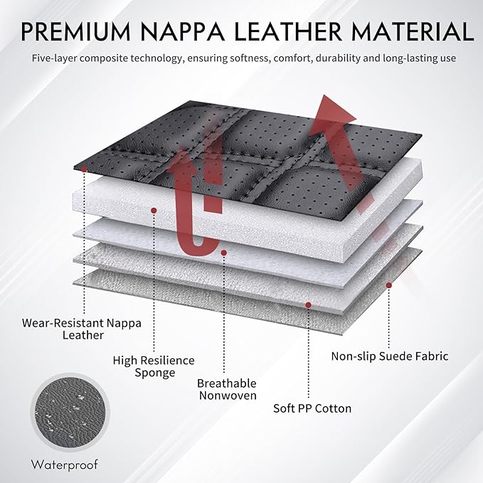 Huidasource Tacoma Car Seat Covers, Nappa Leather Truck Seat Cushion Cover Fit for Toyota Tacoma 4th Gen 2024-2026 Double/Crew Cab SR, SR5, Limited, TRD Sport/Off-Road,Trailhunter (Full Set/Black)