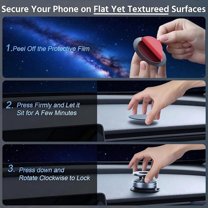 Upgraded Magnetic Phone Holder for Car, 360° Adjustable Vacuum MagSafe Car Mount, Reinforced 98 LBS Ultra Suction Cup Foldable Bracket, Works with iPhone, Android and All Smartphones