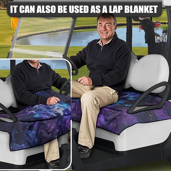 Biyejit Golf Cart Seat Covers with 4 Pockets Golf Cart Seat Towel Blanket Fits 2-Seat Golf Carts, Golf Cart Accessories