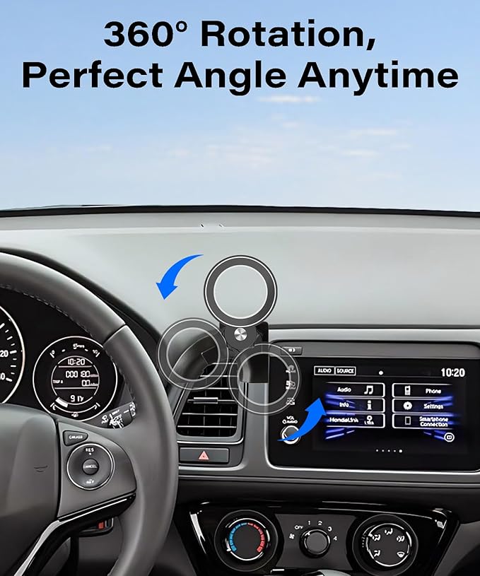 Car Phone Holder for Honda HRV HR-V 2016-2022 Accessories Compatible with MagSafe Cell Phone Mount Hands-Free 360 Degree Rotation Does Not Affect Air Vent