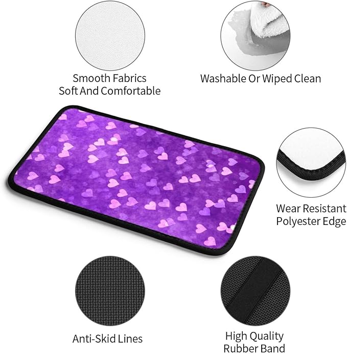 Heart Purple Car Center Console Cover Universal Car Armrest Cover Waterproof Auto Armrest Seat Box Mat Protector Decoration Car Center Console Cushion Pad for Most Vehicle SUV Truck