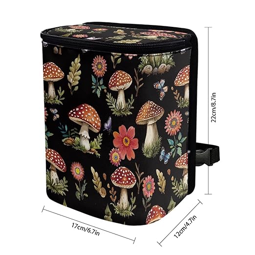 Cute Mushroom Car Trash Can Auto Garbage Bag with Lid Leak-Proof Car Storage Bag Garbage Bag Hanging for Headrest Portable Vehicle Backseat Organizer