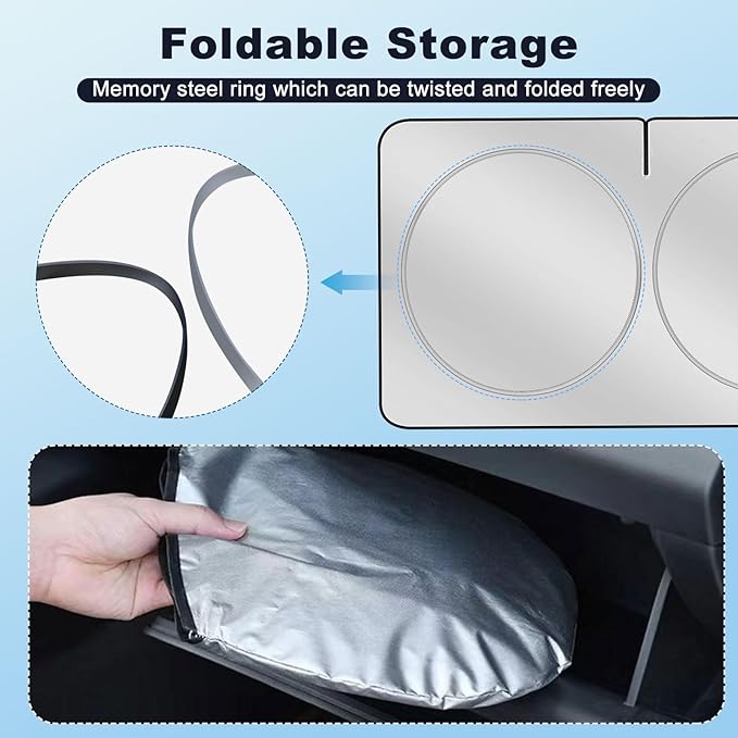 YUGUANG Car Windshield Sun Shade, Blocks Heat and Sun, Keep Cars Interior Cool, Foldable 240T Thickened Automotive Sunshade Cover for Car SUV Truck Front Windshield (59''x 31.5'')