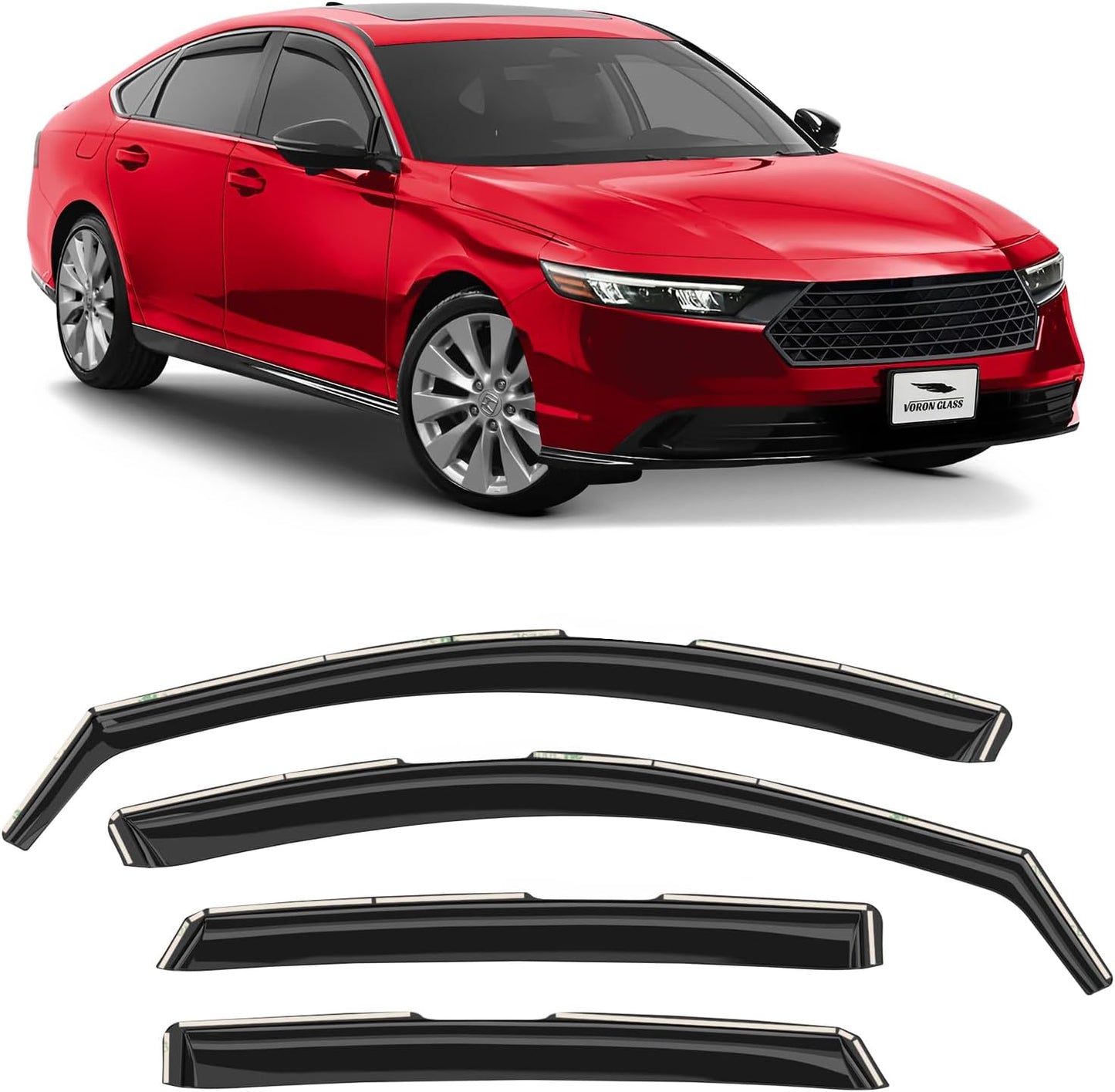 Voron Glass in-Channel Extra Durable Rain Guards for Honda Accord 2023-2025, Window Deflectors, Vent Window Visors, 4 Pieces - 200860