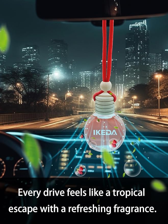 Ikeda Car Air Freshener: Hanging Car Smell Air Freshener | 10ml Hanging Car Perfume | Long Lasting Fragrance | Strong Scents Diffuser for Auto Home (Berry)