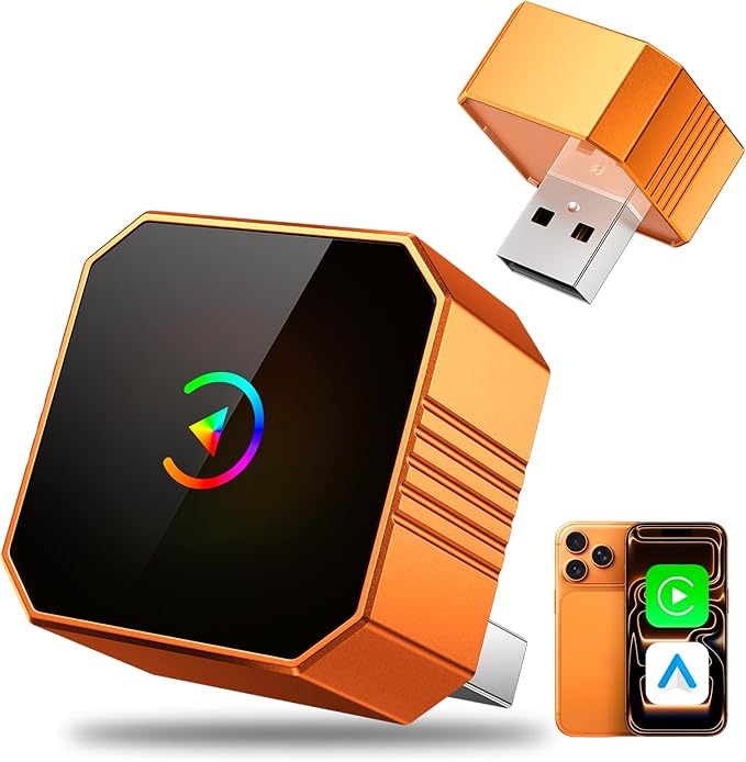 2026 Upgraded Wireless CarPlay Adapter for iPhone＆Android, Car Play Mini Wired to Wireless Adapter for CarPlay ＆Android Auto 2 in 1 Plug and Play Stable Connection & No Latency for iPhone iOS 10+