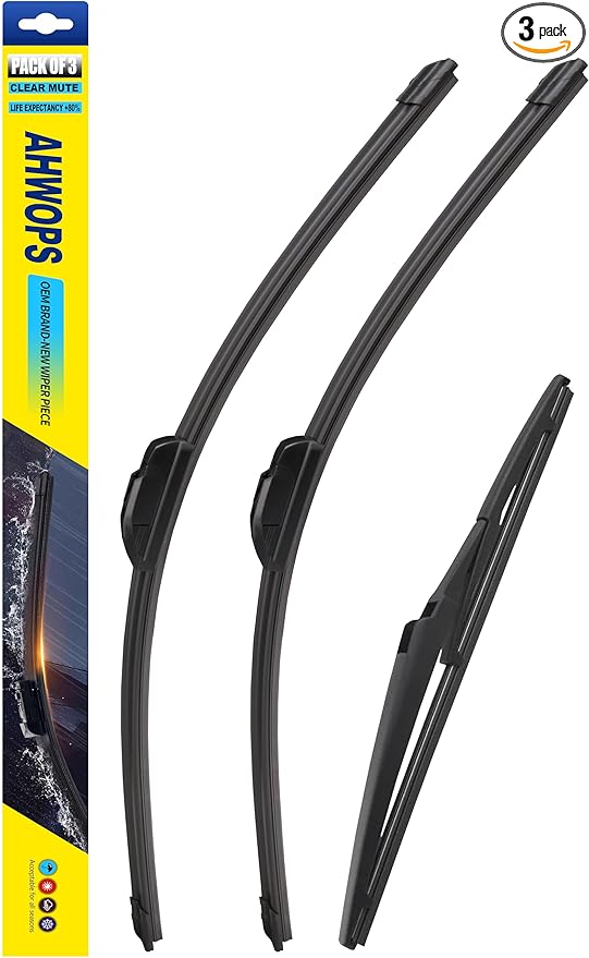 Front Wiper and Rear Wiper Blade Replacement for Toyota Yaris 2007-2011 OEM Wiper Blades, Genuine Replacement (26“/14”/12” 3-Pack)