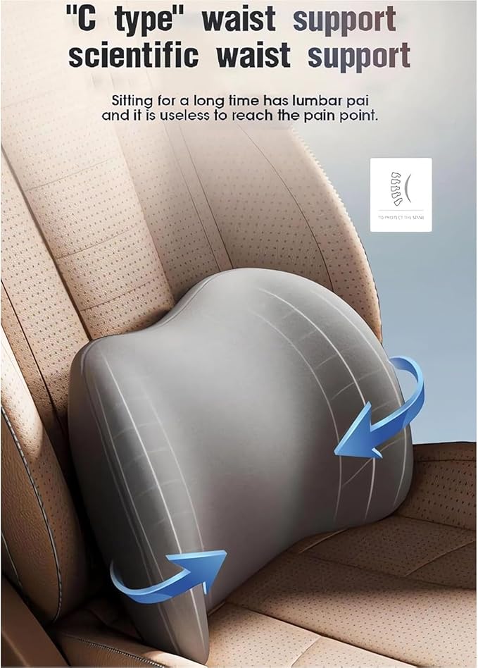 Car Headrest & Lumbar Support Cushion for Subaru Forester SK 5.Gen 2019-2022, Ergonomic Memory Foam Pillow Adjustable Strap Removable Cover Relieve Neck Back Pain Driving Seat, Gray