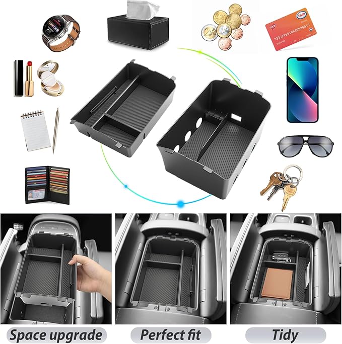 SKTU 2-Pack for 2026 Hyundai Palisade Center Console Organizer for 2026+ Hyundai Palisade Calligraphy Double Layers Console Tray Hyundai Palisade 2026 Accessories with Coin Holder (Calligraphy Only)