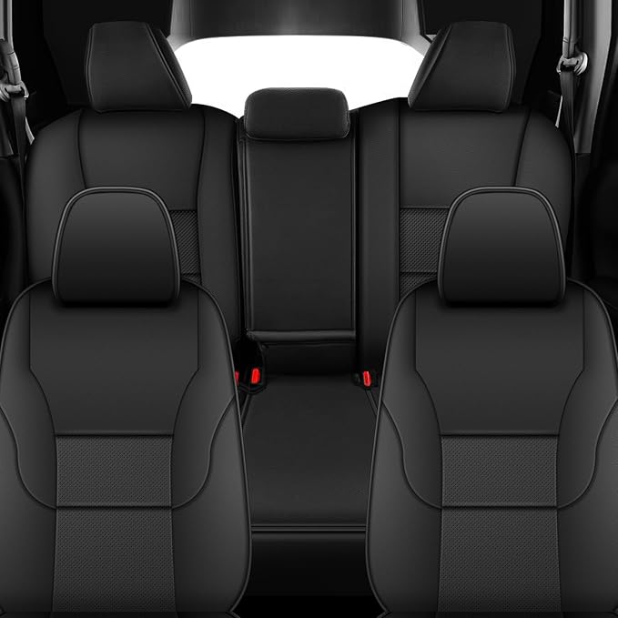 AOMSAZTO Custom Fit Seat Covers for Honda HRV 2016-2018 EX EX-L&2016-2022 LX,Full Set Faux Leather HR-V Car Seat Protector Black