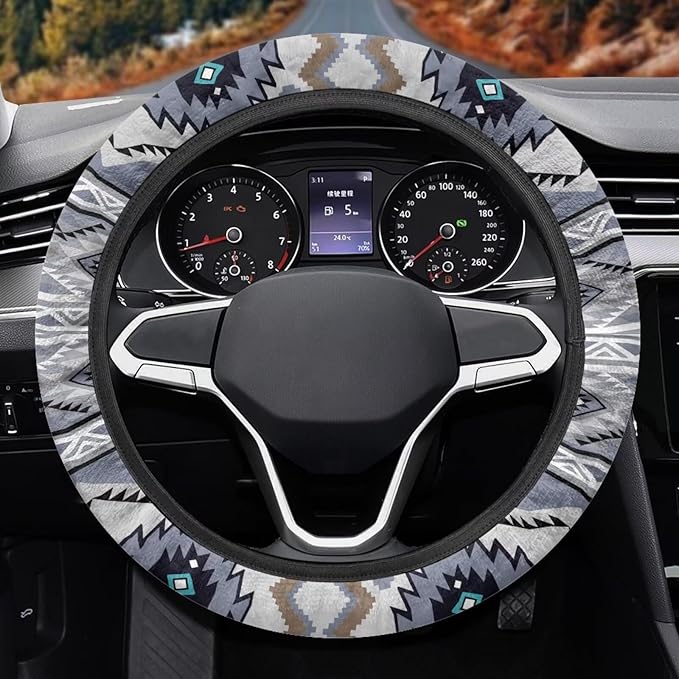 SEANATIVE Purple Aztec Car Steering Wheel Cover Universal Car Accessory for Diverse Cars Neoprene Dust Cover for Steering Wheel