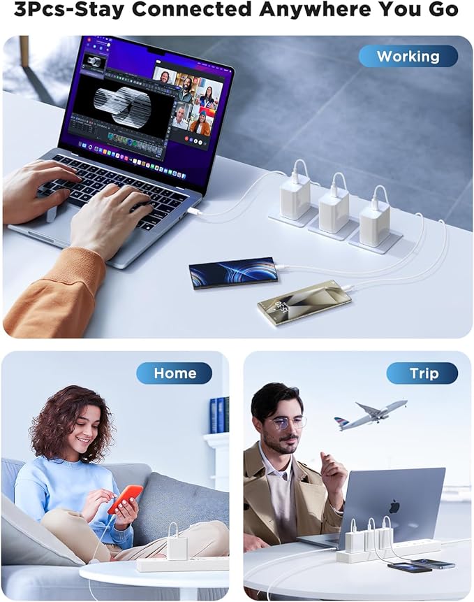 45W iPhone 17 Air 16 15 Pro Max Charger Fast Charging 6FT/10 FT/10FT,Super Fast USB C Charger Block with Extra Long Type C Charger Cable,PD Quick Adapter 3.0 for iPhone 17 16 15/17 16e 15Pro/16 Plus