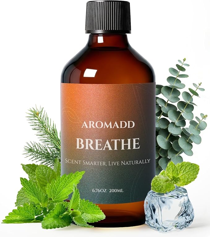 AROMADD Breathe Diffuser Oil 6.76 Fl Oz (200ml), Light Aroma Diffuser & Hotel Fragrance Diffuser Oil, Essential Oil Ideal for Anyone Who Loves a Fresh Scent Without Heavy Fragrance